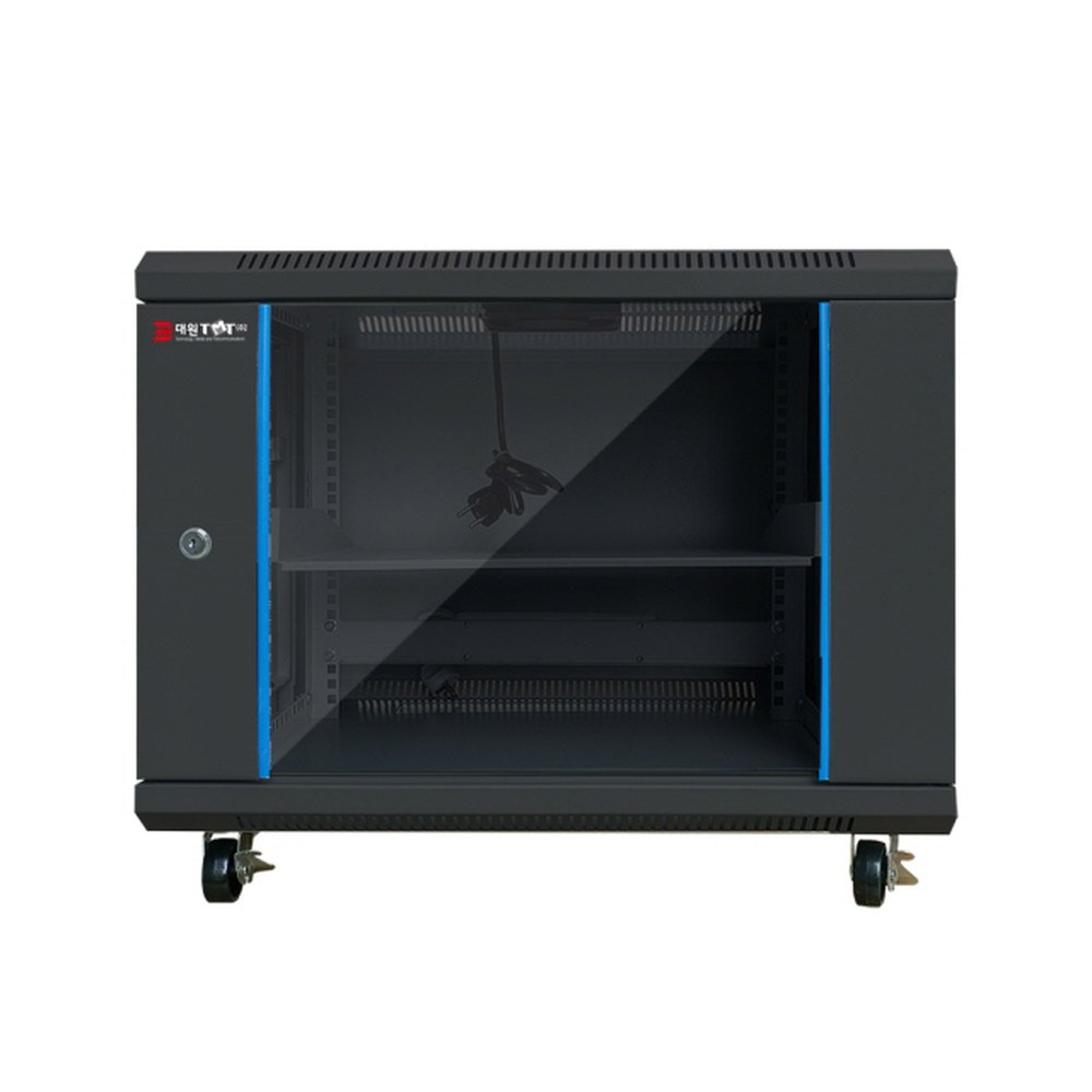 H500B 허브랙 블랙 H500xD500xW600 19인치 9U 1 투유 스탠드 디럭스 도어 폭 530 깊이 - 상품 이미지