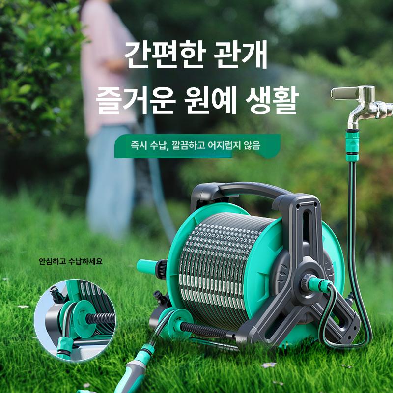 이동식 릴호스 세척 베란다 호스릴 고압 원예 물호스 텃밭 물뿌리개 주말농장 분사 - 상세 이미지 3