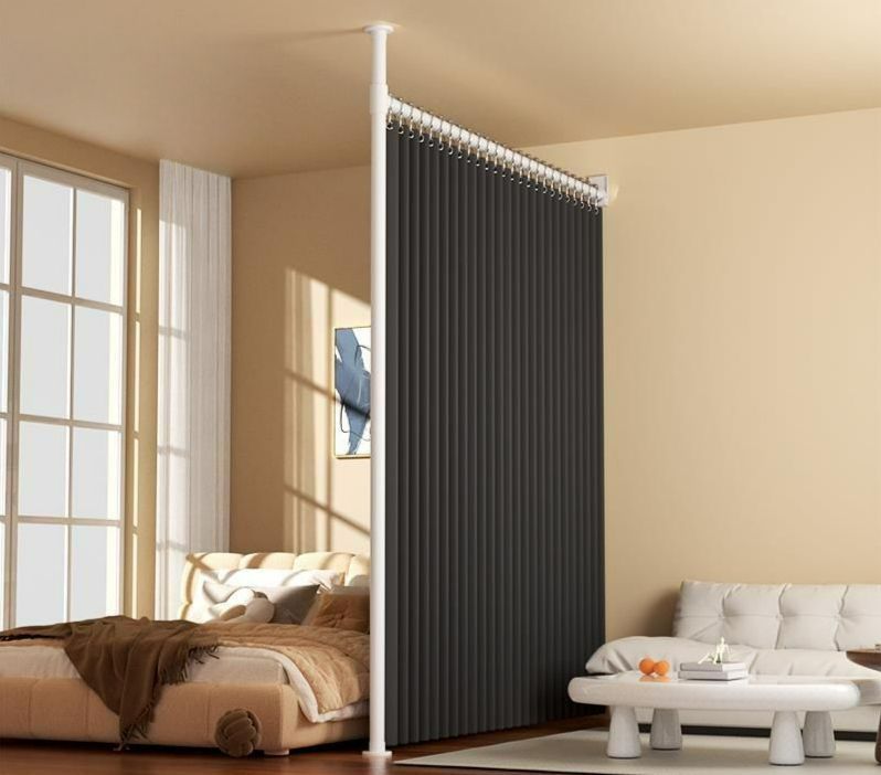 원룸 가림막 세로 인테리어 철제파티션 가벽파티션 공간분리 행거형 무타공 칸막이 이동식 원목 - 상세 이미지 2
