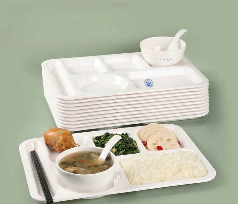 원형 급식판 멜라민 두꺼운 급식용 식당 플레이트 병원용 단체급식 절연 - 상품 이미지