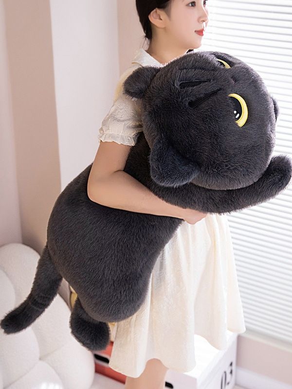 검은고양이 인형 귀여운 고양이 베개 애착 선물용 쿠션 그레이 45cm 이미지 6