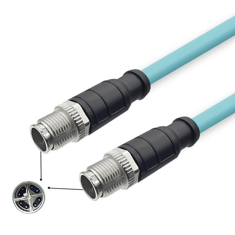 산업용 M12 Code 고효율 Pin 여성형 차폐 12x600 CAT7e 05 라우터 0 4심 A컷 공회전 RJ45 - 상품 이미지
