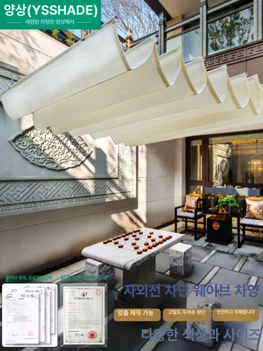 물결 루프어닝 파고라 지붕 야외 주차장 복층렉산 벽고정 비가림시설 천막 빗물막이 - 상세 이미지 2