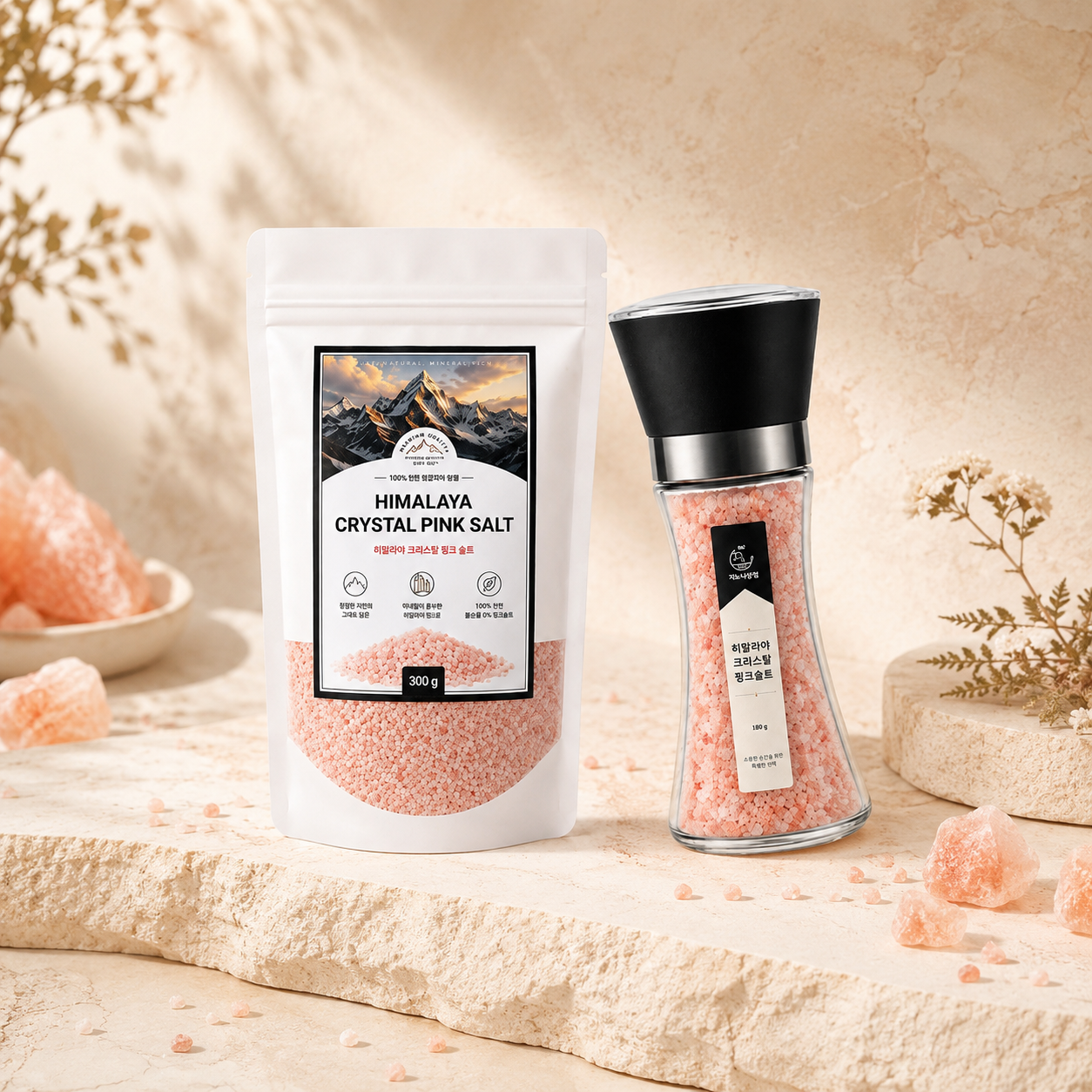 지노네상점 히말라야 크리스탈 핑크솔트 소금 그라인더세트 500g, 1개 - 상세 이미지 2