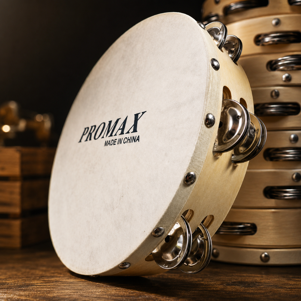 PROMAX 탬버린 TM-101 쌍열 25cm 가죽 헤드 더블징 - 상품 이미지