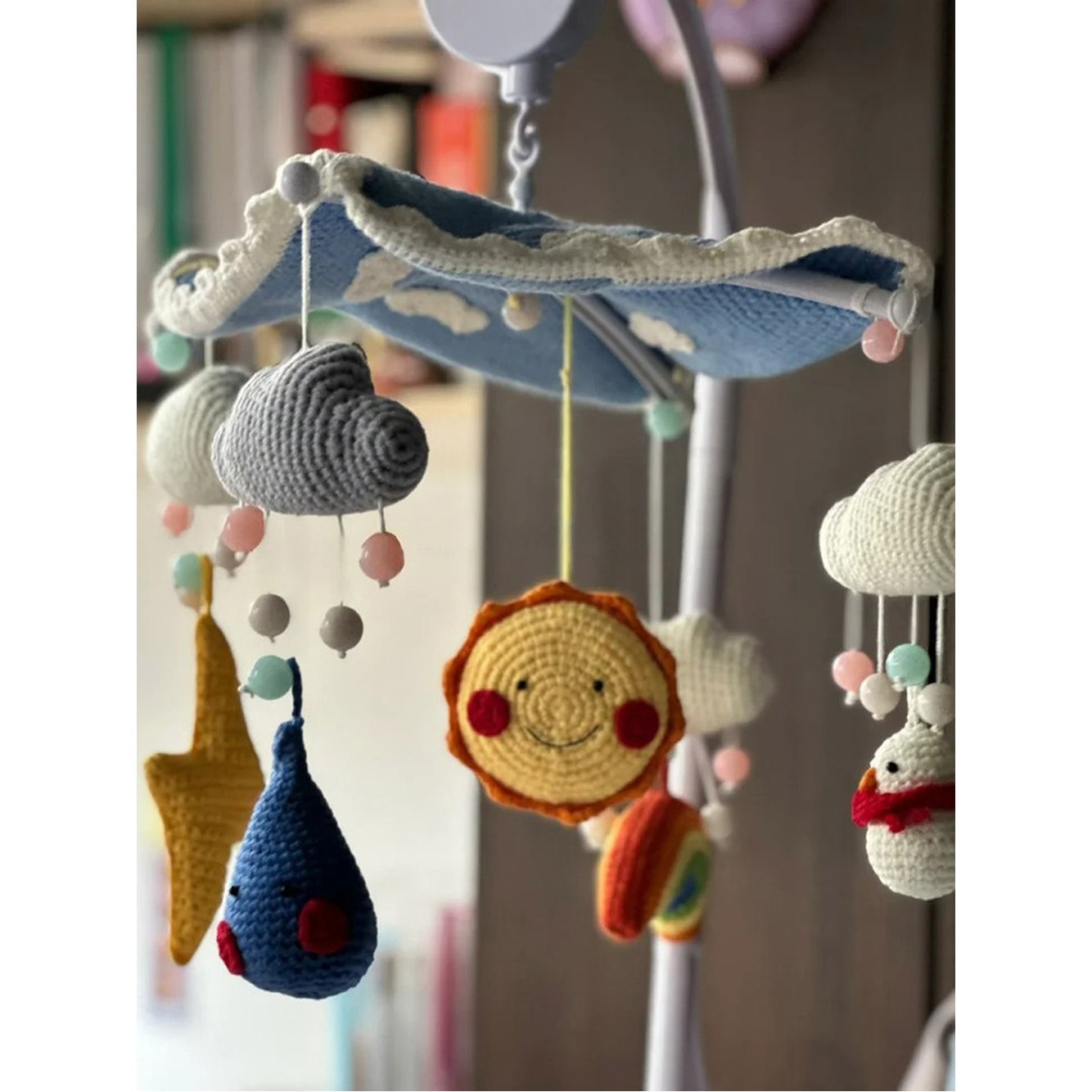 원숭이 숫자 거치대3단 코바늘 모빌 DIY 장식 태교 크로셰 뜨개 손뜨개가방 귀여운 1 십자가 커플 나무 손뜨개 1 거치대3단 모빌 십자가 - 상세 이미지 2