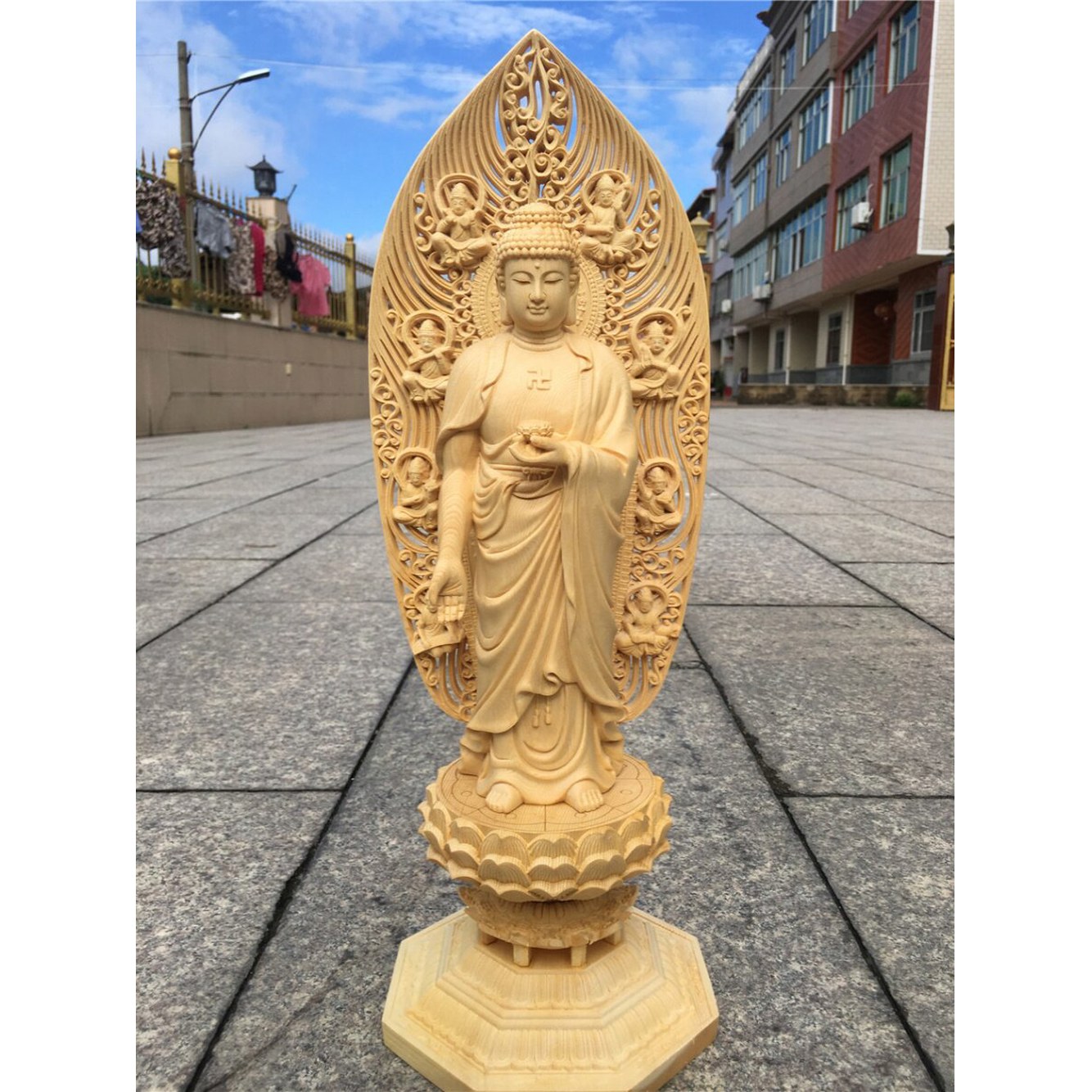 회양목 불상 명상 인테리어 부처님상 28cm 28 차축 조계사 불교상 소품 부처상 높이 타불 조각 기본 높이 28 기본 조각 - 상세 이미지 2