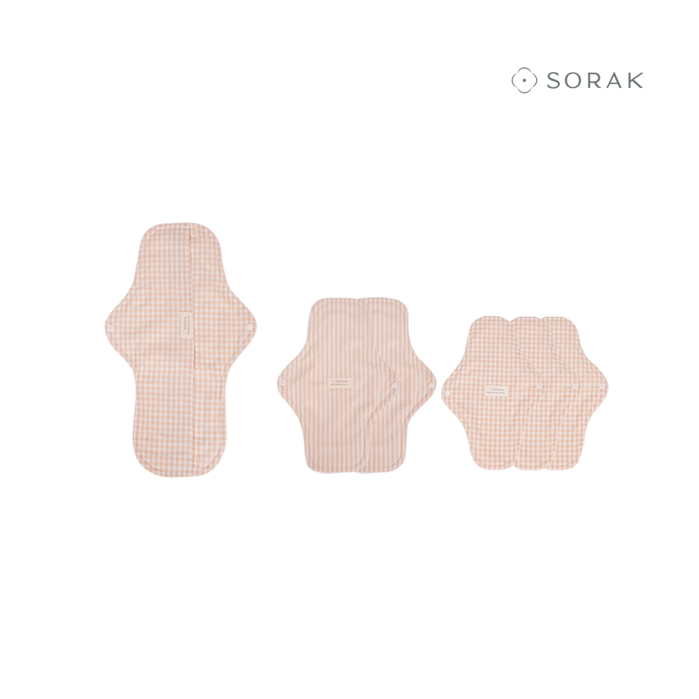 소락 SORAK 소락패드 오가닉 코튼 유기농 순면 주니어 스타터 패키지 친환경 면생리대 6장 라이너 소형 대형(무늬랜덤) - 상품 이미지