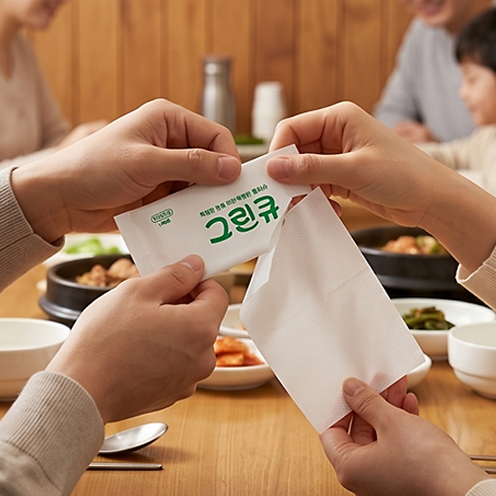그린큐 업소용 물티슈 400매 개별포장 일회용 카페 배달 식당 물티슈 끈적한 식탁 기름때제거 이미지 6