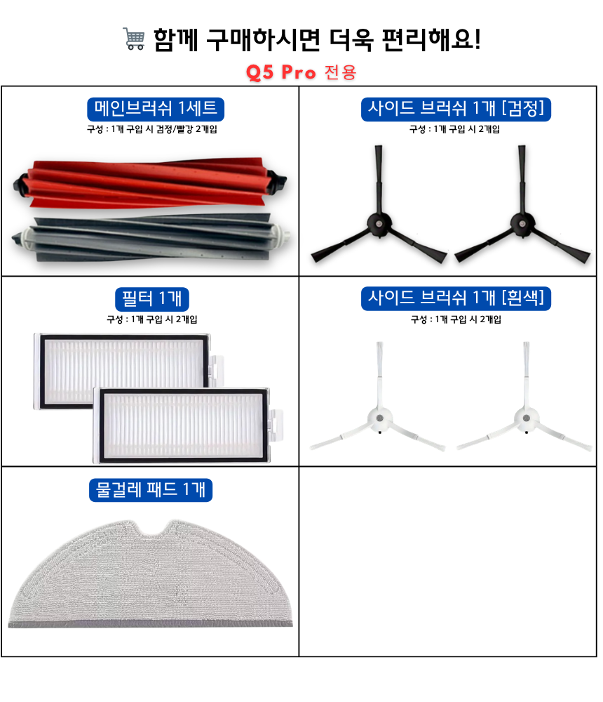 [호환] 로보락 Q5 Pro 소모품 사이드브러쉬 2EA - 상세 이미지 2