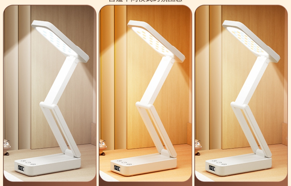 LED 접이식 스탠드 휴대용 책상 램프 USB 충전식 눈보호 사무실 XH1200 충전 플러그인 겸용 C타입 케이블 포함 - 상세 이미지 4