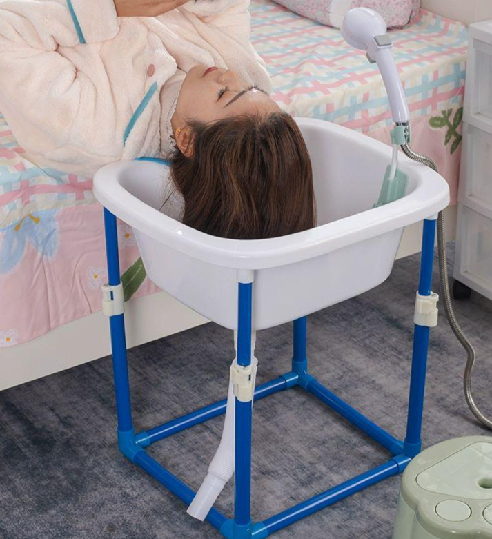 누워서 이동식샴푸대 요양원 목받침 버킷 미용실 어르신 가정용 헤어샵 노약자 펌프 - 상품 이미지