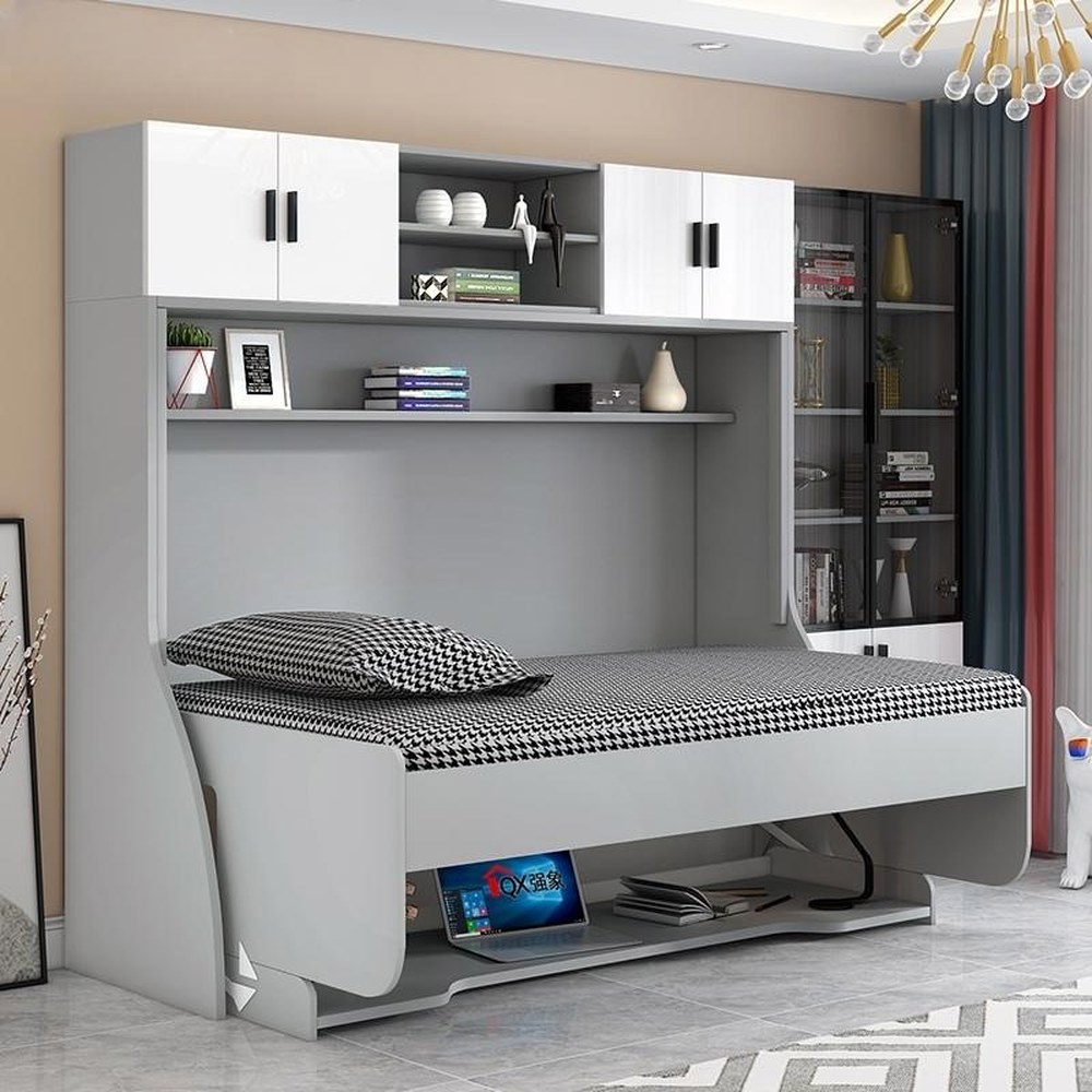 빌트인 접이식 폴딩베드 벽침대 침대 185x90cm/높이 공간활용 간병침대 접이식벽침대 1 스타일N 책장보관함 800 400 2000 - 상품 이미지