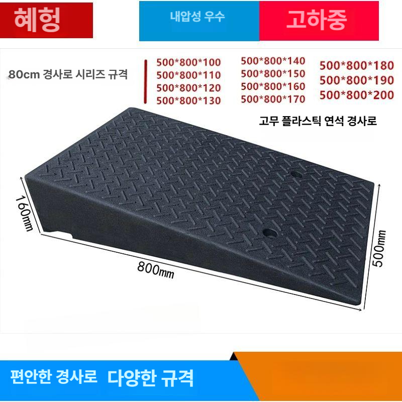 경사로 진입판 슬로프 높이 안전 오르막 패드 주차턱 차량진입발판 턱단차 현관 매트 - 상세 이미지 3