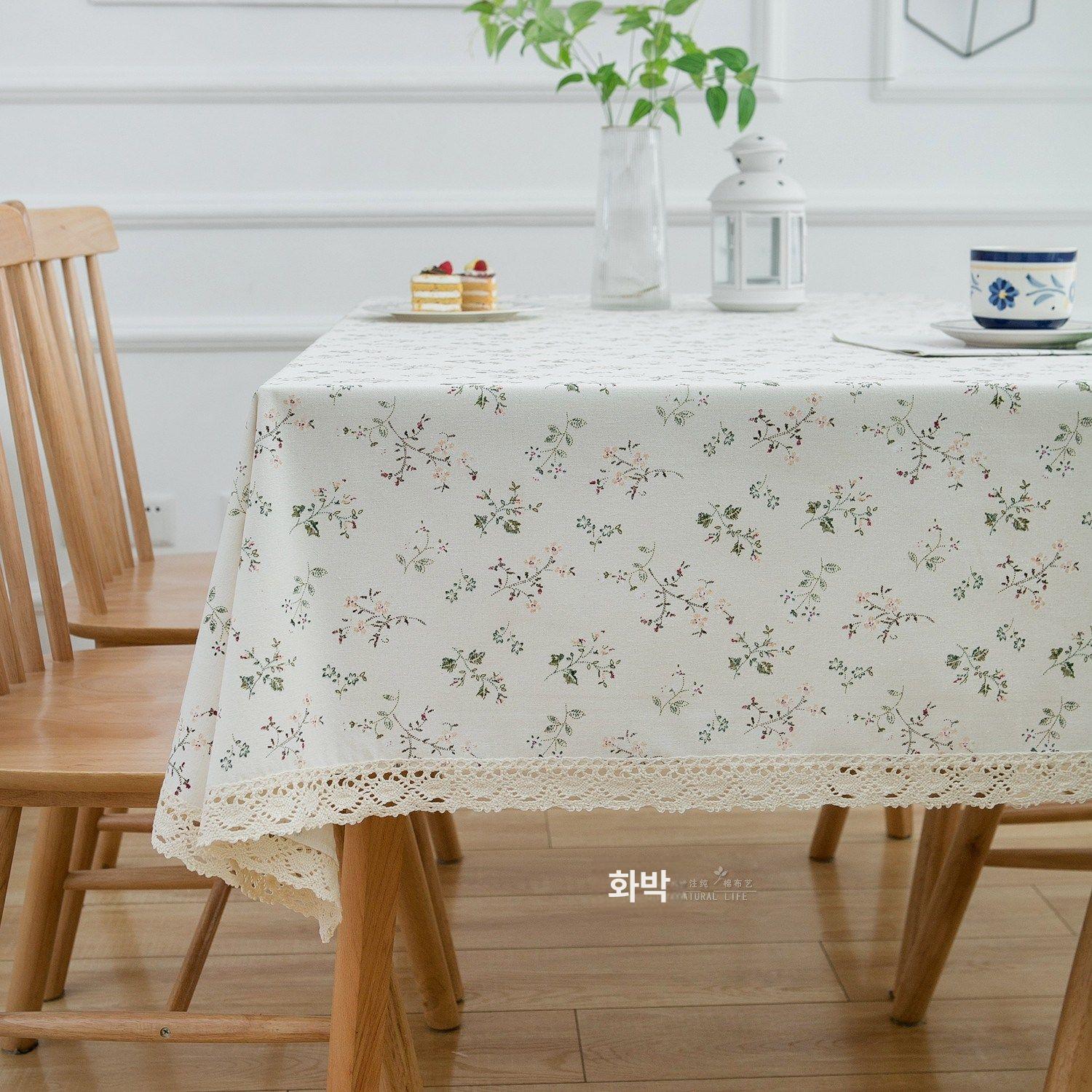 원형 테이블보 꽃무늬 작은 커버 레이스 식탁보 협탁 베이지 플로럴 60x60cm - 상세 이미지 3
