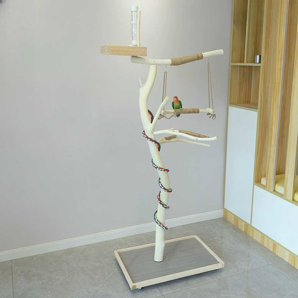 앵무새 10cm 링 그네 세트 나무 스탠드 횟대 새장 커스텀 놀이터 커스텀 10cm - 상품 이미지