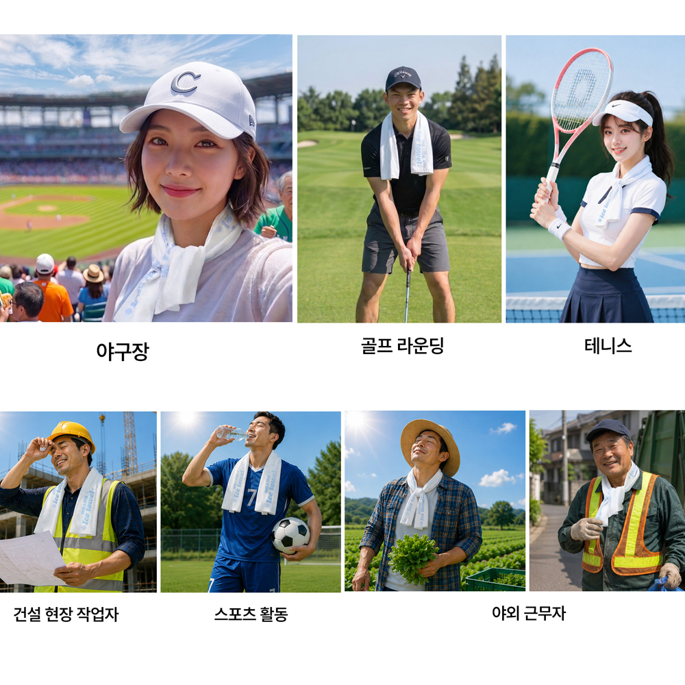 아이스 타올 10매입 쿨 타월 특대형 사이즈 넥벤드 넥쿨러 쿨링 아이스 땀 수건 상품 이미지