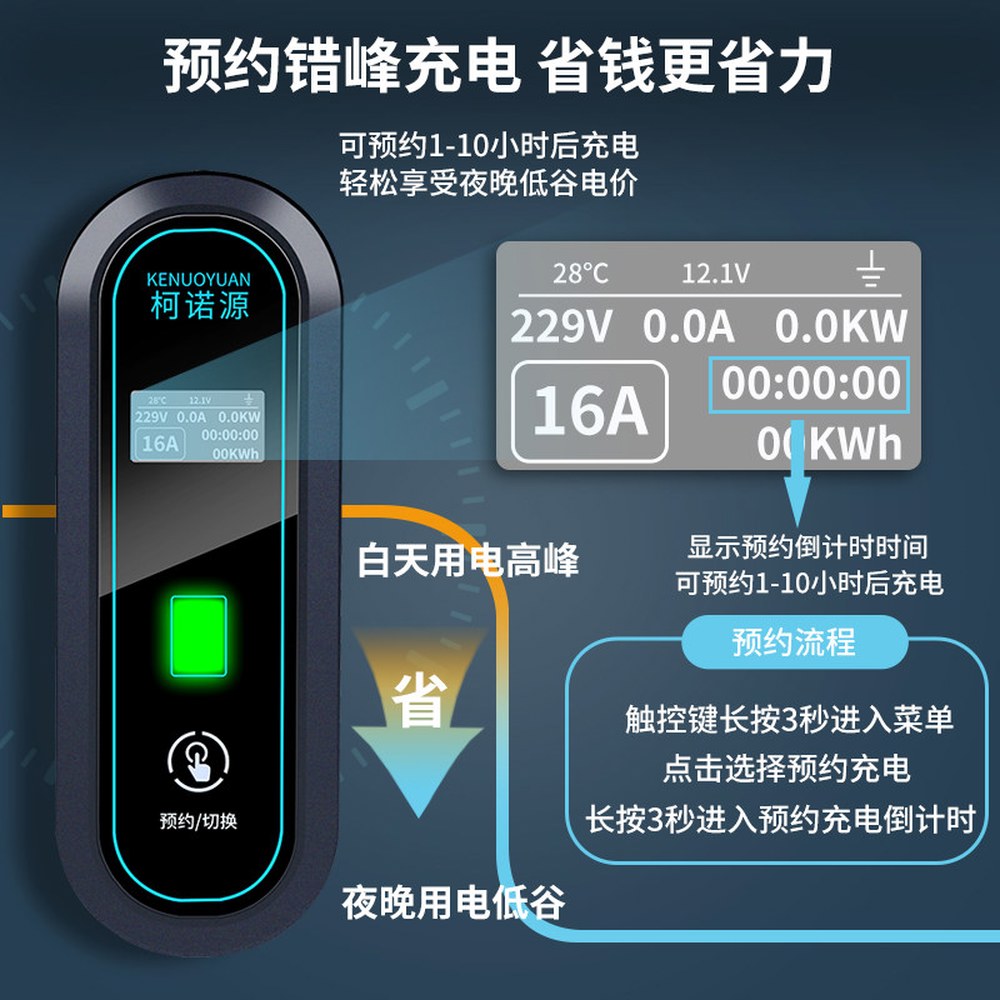 7KW 220V 변환 Tes V j1772 충전기 충전 완속 EV 휴대 어댑터 1 5m 16A3 5kw 지시등 4단 조절 스 - 상세 이미지 2