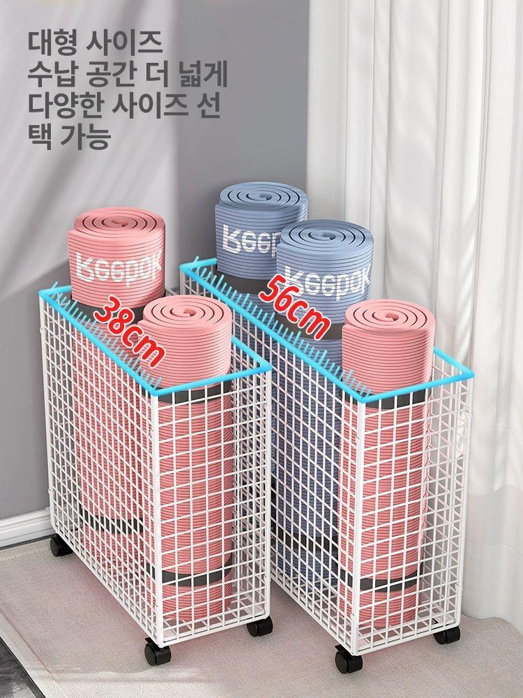 철제 요가매트정리대 가정용 필라테스 거치대 보관대 보관선반 바퀴 폼롤러정리대 - 상세 이미지 2