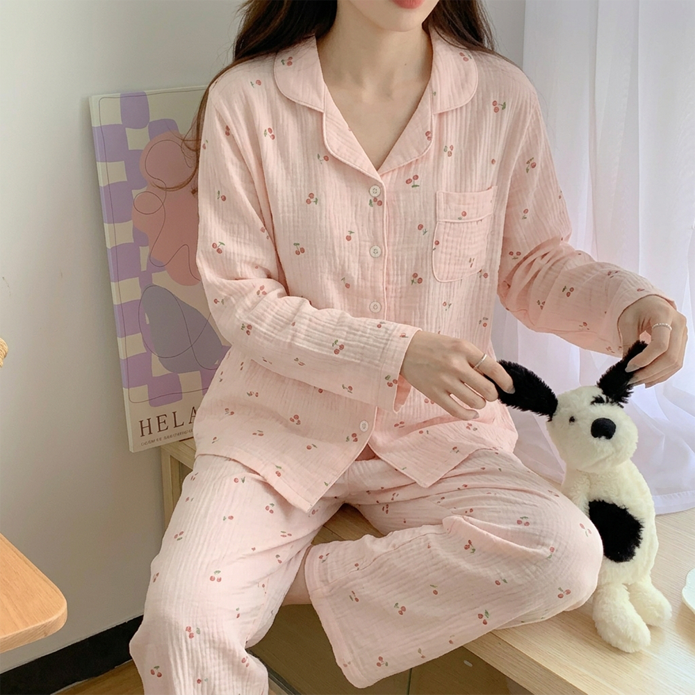 캡내장 요루면 잠옷 체리 파자마 세트 2컬러 홈웨어 착용 후기 | 사이즈/핏 총정리 - 대표 이미지