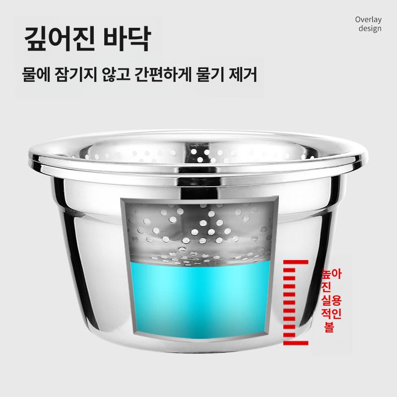 깊은 김장대야 믹싱볼 스텐다라 다용도 양푼 양념 특대형 과일 세척볼 계량 주방 - 상세 이미지 4