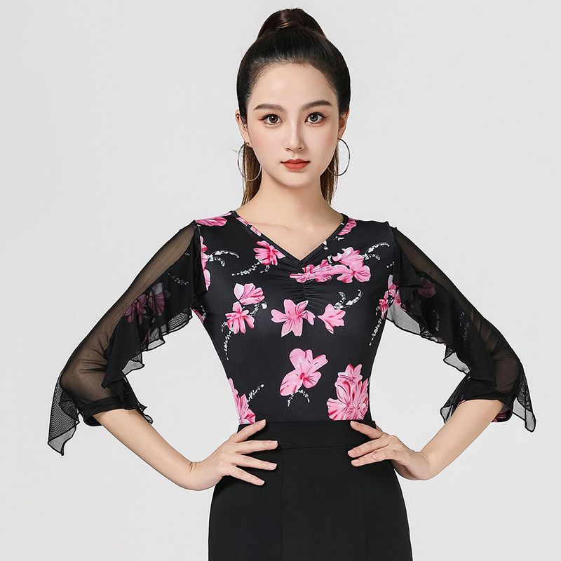 라인댄스 반팔티셔츠 여자 레이어드 루즈핏 민소매 사교 댄스복 방송 여성 여름 이너 나시 - 상세 이미지 5