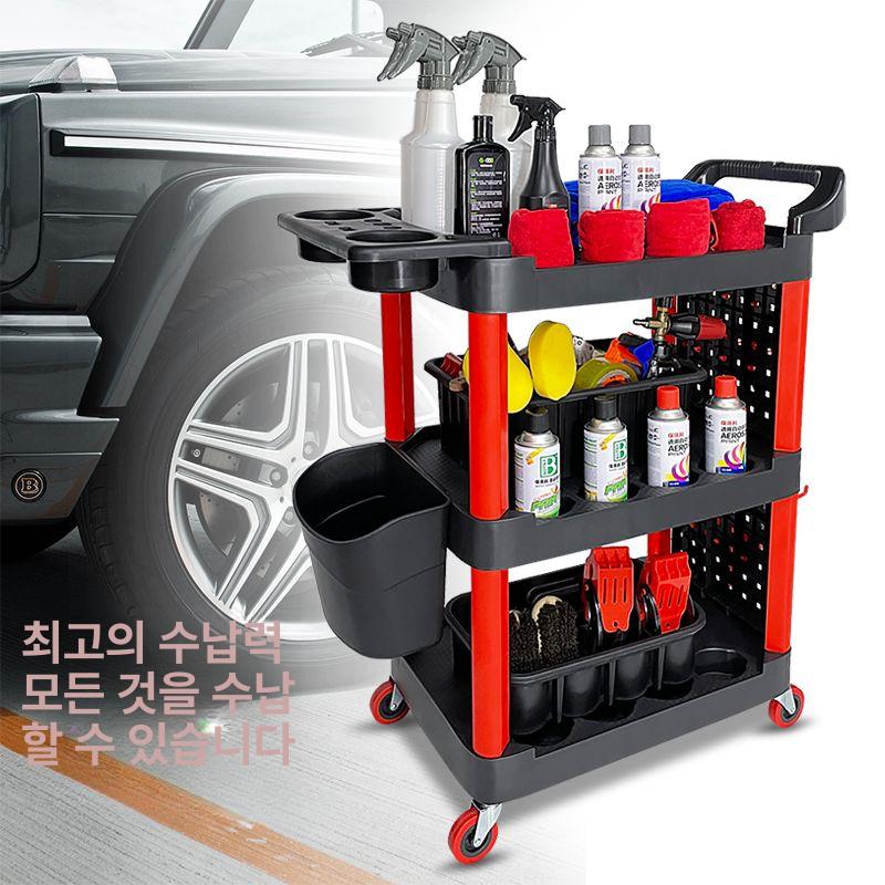 이동식 작업대 플라스틱 접이식 바퀴형 목재 도구 서랍형 작업다이 목공 트롤리 - 상세 이미지 3