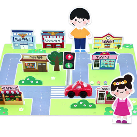 동네 한바퀴 드라이브놀이(4인용) 소꿉놀이세트 어린이집만들기재료 초등학교만들기 미술키트 공예재료