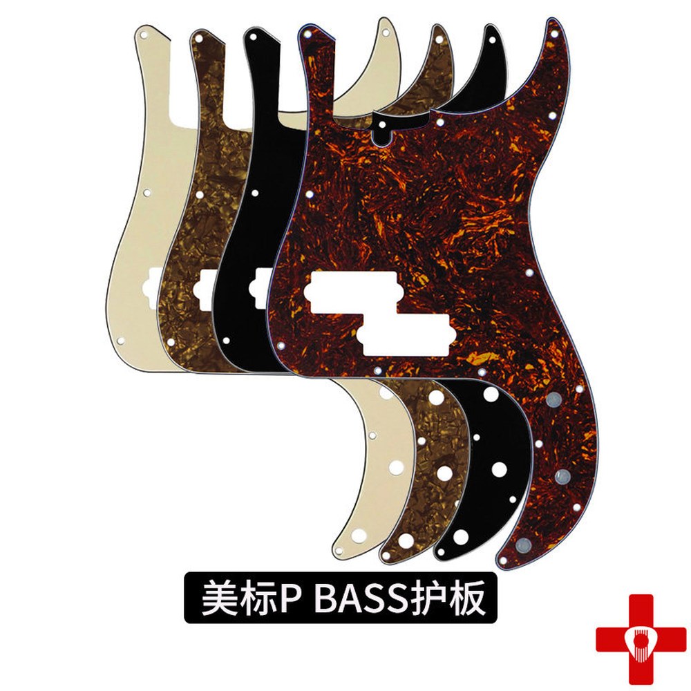 4현 가드 픽가드 Musiclily 프레시전 그린 기타 민트 플레이트 P 픽 13홀 스크래치 보호 악세서리 3겹 PB USA/멕시코 베이스 흑백 - 상세 이미지 2