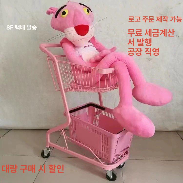 이중 핸드카트 캐리어 업소용 접이식 손수레 시장용 트롤리 튼튼한 바구니 쇼핑 - 상세 이미지 4