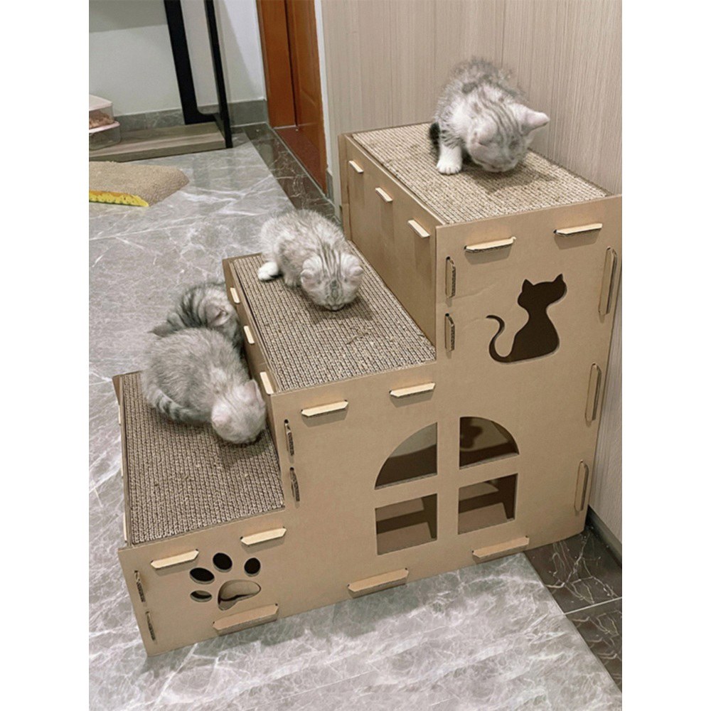 종이 고양이 캣해먹 골판지 미니 캣타워 놀이터 1 3단 윷놀이 고양이 많이/20근 이내 고양 - 상품 이미지