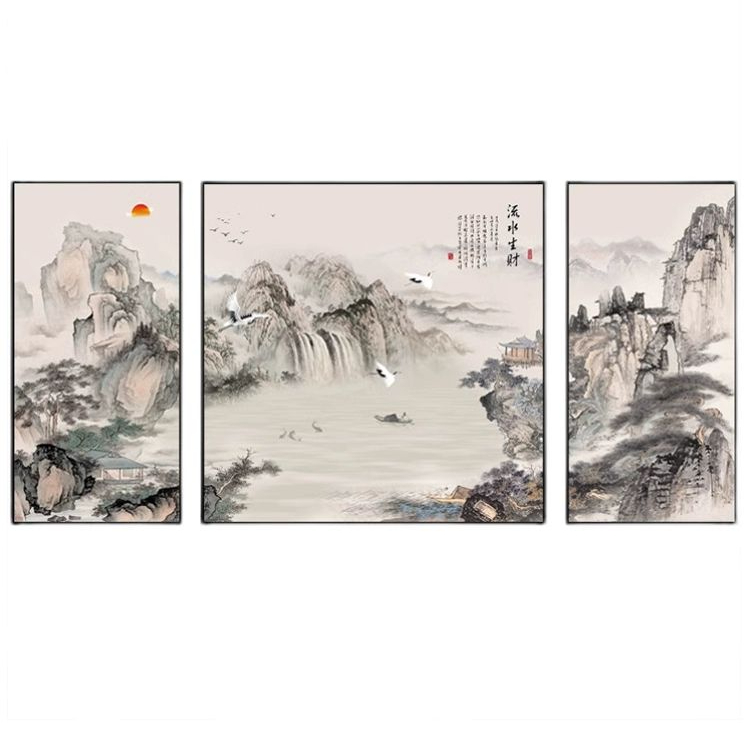 대형 꽃그림 동양화 프레임 산수화 수묵화 풍경 우아한 포스터 풍수 명화 빈티지 호텔 - 상품 이미지