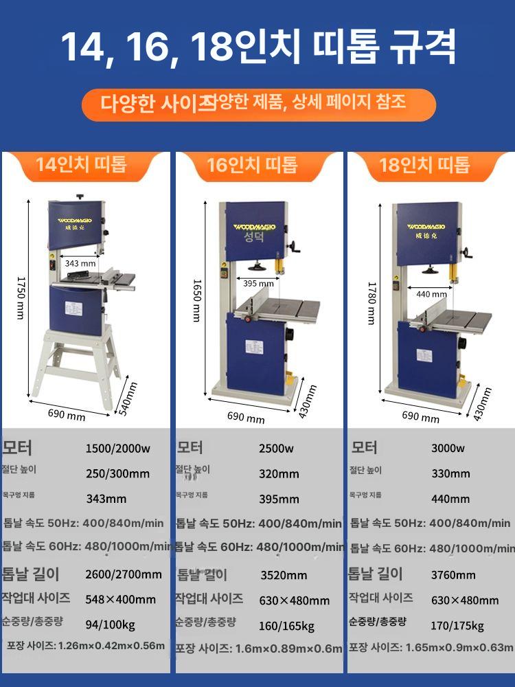 테이블 밴드쏘 절단기 기계 각도 전기 정밀 목재 줄톱 밴드톱 목공 탁상형 컷팅기 - 상세 이미지 3