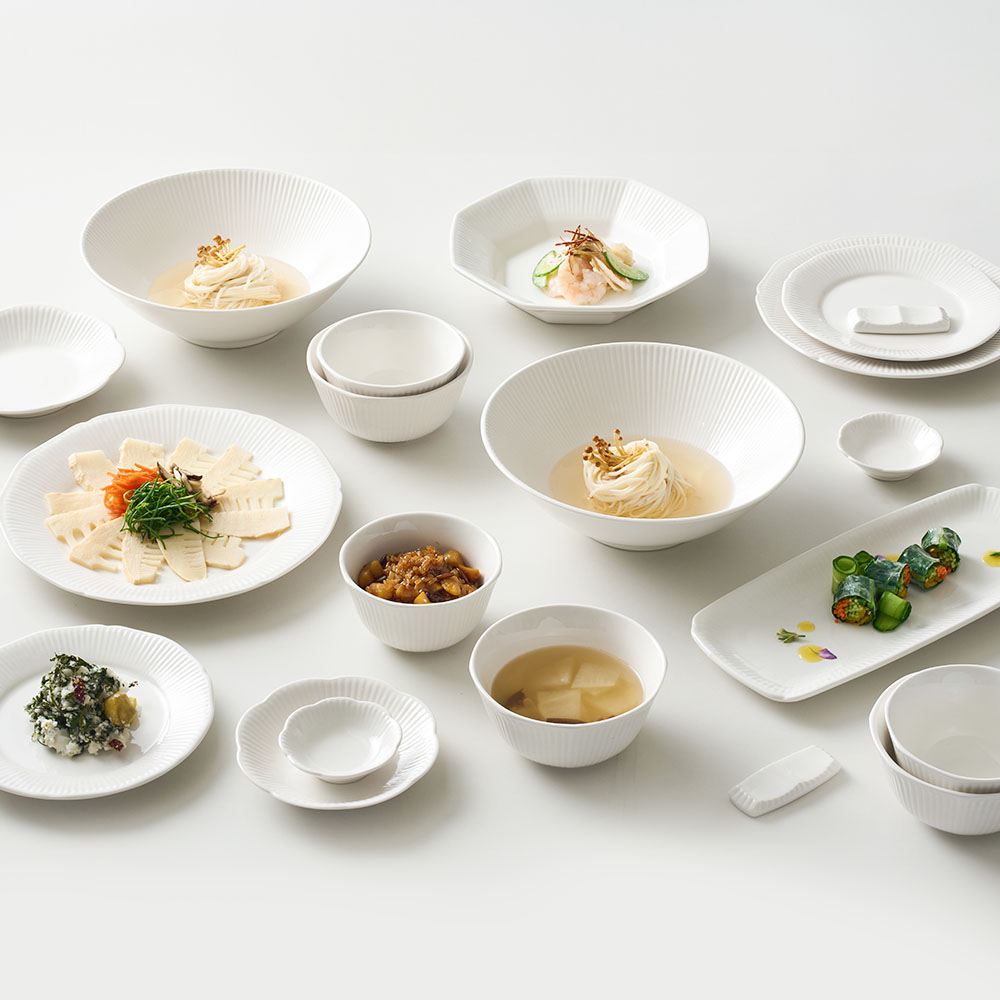 윤도자기 순백 화이트 국산 6인 그릇세트 37P 신혼식기