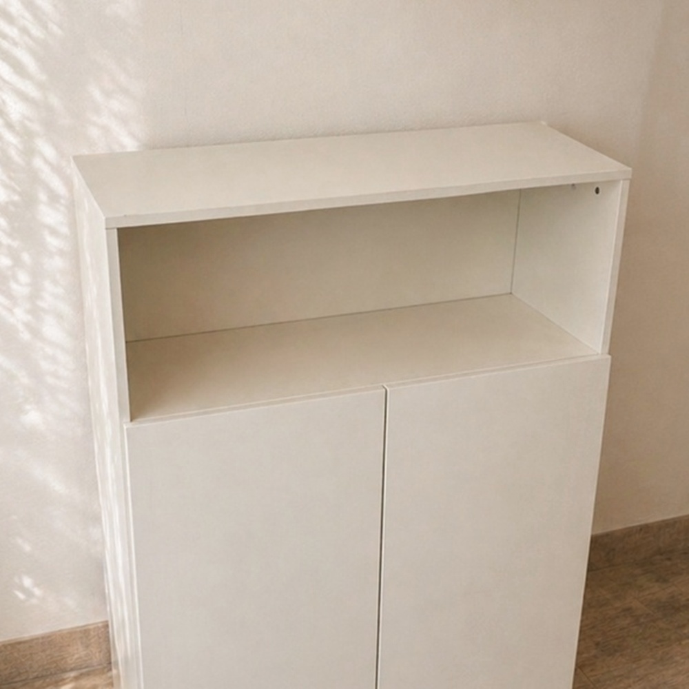 쿠앤크 높은 공간분리수납장 다용도실 거실 800x300x1105mm, 3단, 아이보리 - 상세 이미지 3
