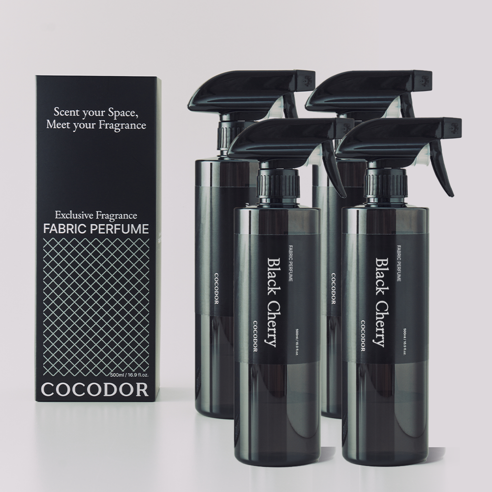 코코도르 대용량 섬유탈취제 룸스프레이 침구 정전기방지 블랙체리, 500ml, 4개