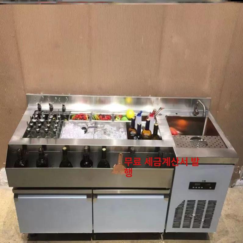 칵테일 작업대 스테인레스 바테이블 식당 믹싱 싱크 조리대 냉장 상업용 주류 수납장 - 상세 이미지 4