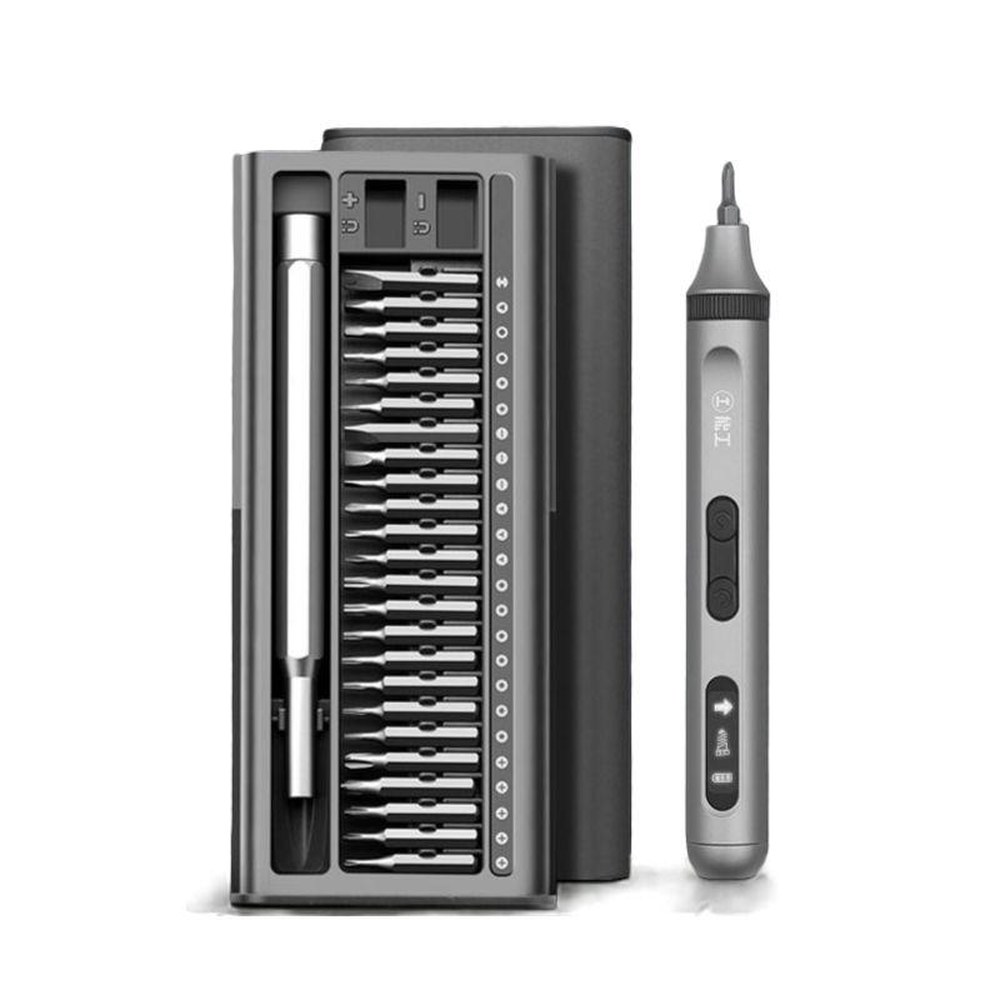 무선 충전식 가정용 휴대용 공구 USB 25in1 드라이버 스크류 드릴 블랙실버 전동 1 전력량 표시/전면 LED 램프 정밀 전동 - 상품 이미지