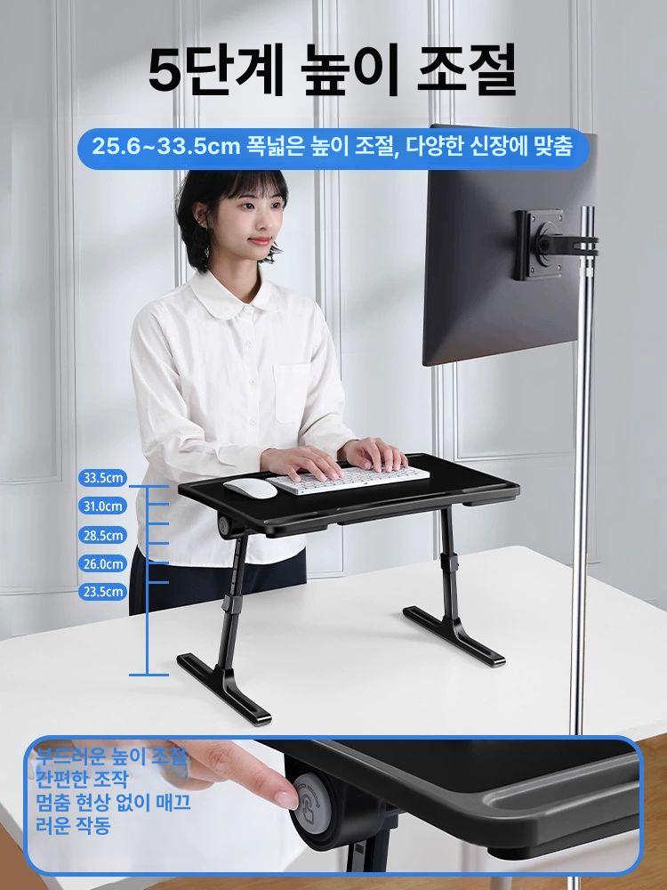 높이조절 키보드받침대 데스크 블랙 손목받침 사무용 지지대 리프트 거치대 레일형 - 상세 이미지 3