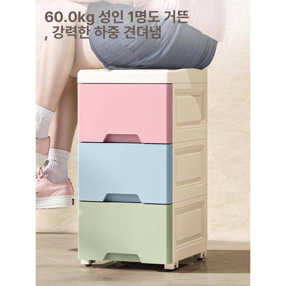 25cm 슬릿수납장 서랍형 삼층 다층 수납함 서랍장 정리 협탁 모던 공간 틈 디자인 - 상세 이미지 4
