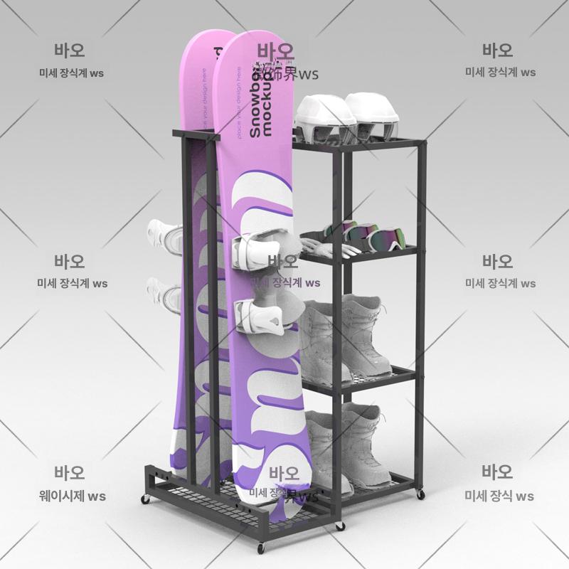 스노우보드 거치대 철제 선반 정렬 윤활 캐비닛 업소용 슬로프 보관 수납장 이동식 바퀴 행거 디스플레이 스탠드 - 상세 이미지 2