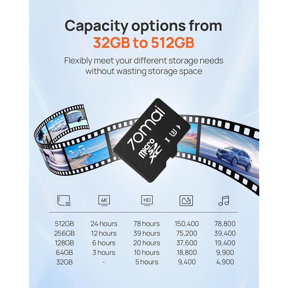 70mai Micro SD 카드 128GB 메모리 카드, 최대 100MB/s, Dash Cam Lite 2, M300, A400, A410, A500S, A510, A800s, - 상세 이미지 3
