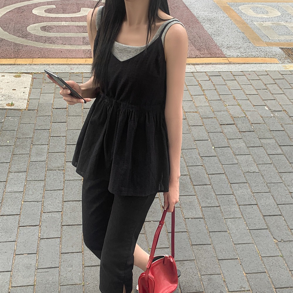 레이스 브이넥 플레어 뷔스티에 블라우스 이미지 7