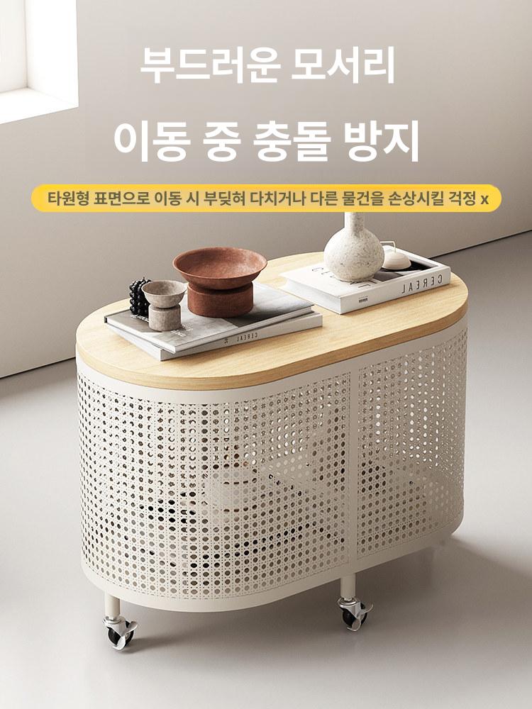 라탄 이동식 행거 원목 원룸 옷가게 인테리어 간이 프레임 원형 스탠드 원통형 수납함 - 상세 이미지 4
