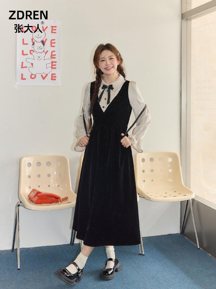 하객룩 린넨 바캉스룩 여성롱 빅사이즈 원피스 롱원피스 여름 반팔 멜빵 여자 데님 민소매 - 상세 이미지 2