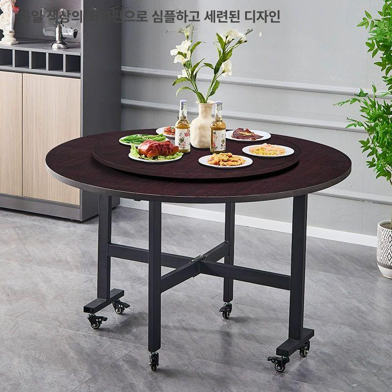 식탁 이동식 간이 반원 카페 접이식테이블 바퀴 원탁 라운드 원형테이블 탁자 대형 - 상세 이미지 5