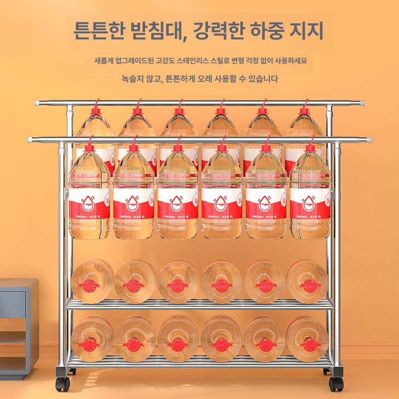 매장용 멀티수납 스탠드옷걸이 브레이크 바퀴 선반 튼튼한 진열대 이동식행거 - 상세 이미지 4