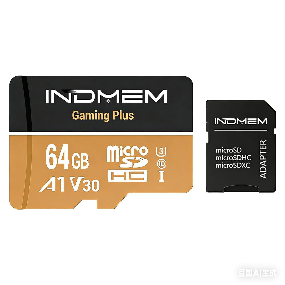 마이크로 SD 카드 64GB 고속 성능(90MB/s 읽기, 30MB/s 쓰기), DSLR, 드론, 액션 카메라 및 휴대용 장치와 호환, 1 마이크로SD +1 어댑터 - 상품 이미지