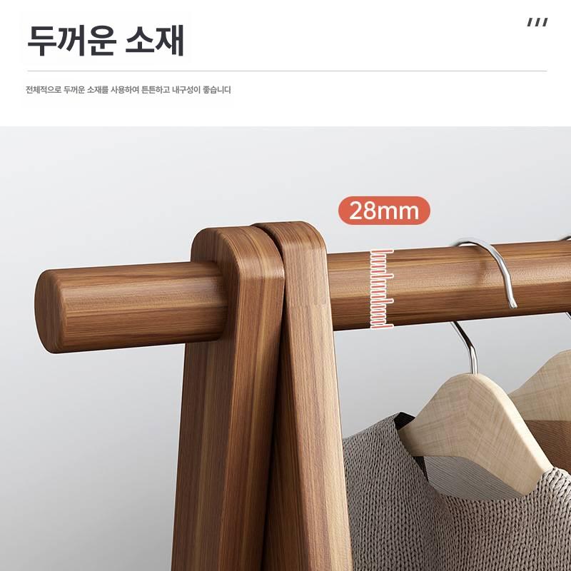 물푸레나무 원목 스탠드 옷걸이 행거 북유럽 감성 내추럴 디자인 튼튼한 목재 스탠딩 옷걸이대 거실 침실 - 상세 이미지 4