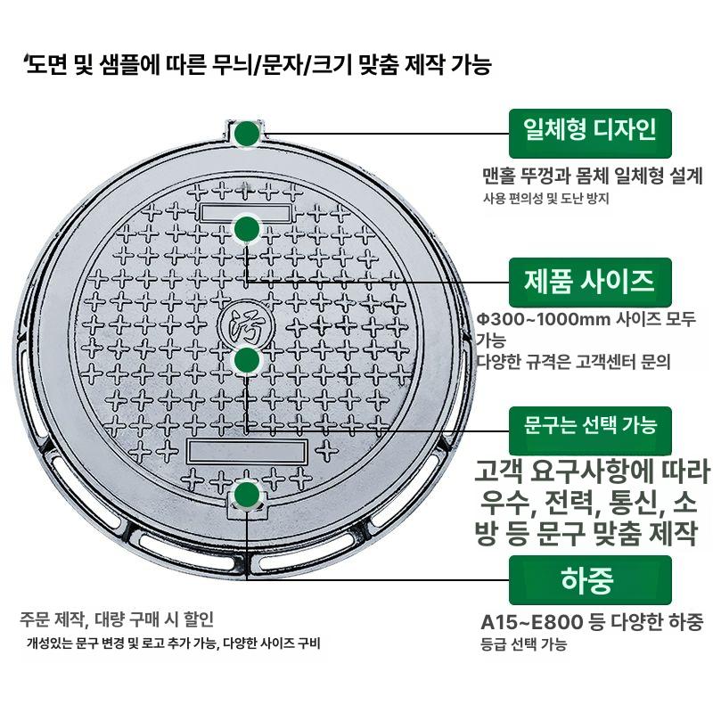 집수정 정화조 원형 방지 냄새 하수구 수로관 주철 철판 사각 빗물 공사장 - 상세 이미지 3
